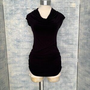 A Pea in the Pod Maternity Black Cowl Neck‎ Ruched Cap Sleeve Top XS